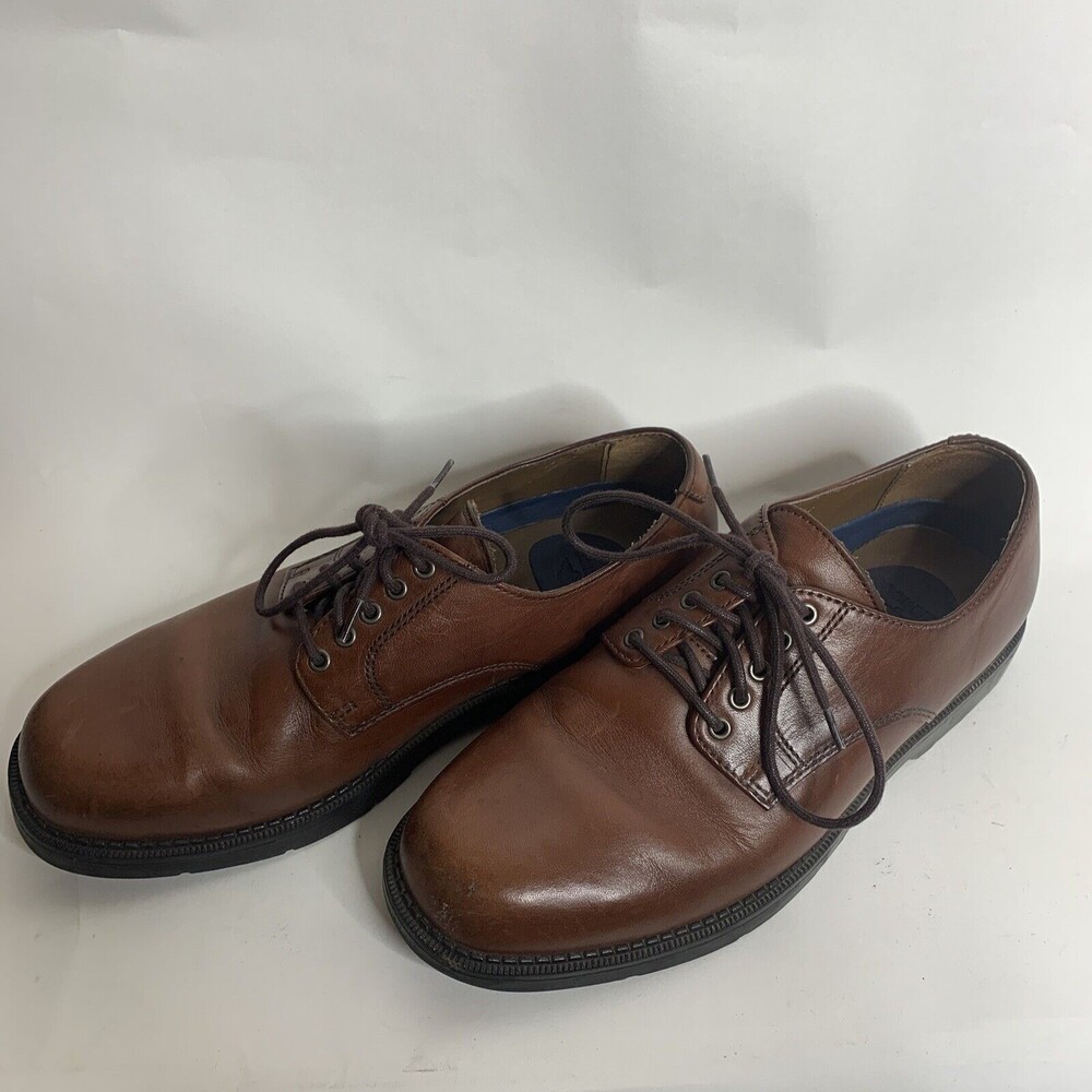 Dockers Men's 8.5 Brown Leather Cap Toe Oxford Dress Shoe Vintage Style Lace Up